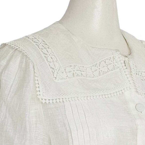 SANDRO WHITE NORMANDIE LACE TRIM SHIRT (3) - Picture 3 of 12